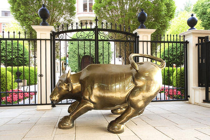 Iconic Giant Fiberglass Bronze Color Wall Street Bull 57" x 28" x 33"H