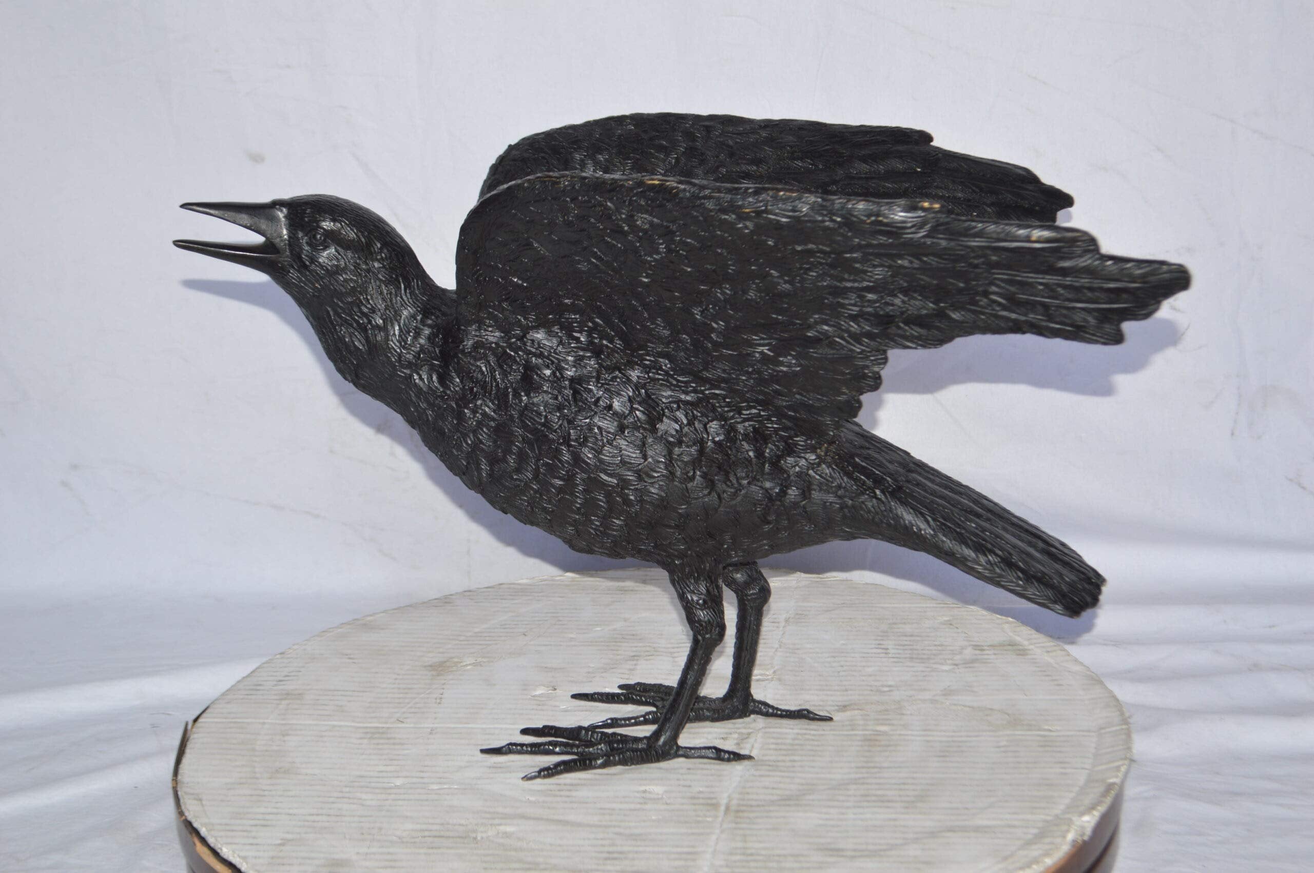 Raven with Open Wings Bronze Statue - Size: 16