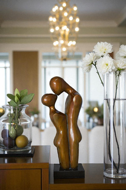 Young Lovers Kissing Resin Statue -  Size: 10"L x 8"W x 27"H.