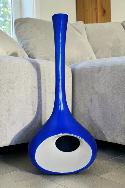 Modern Tall Blue and White Vase Made of Resin Size: 37" x 14" x 19"H