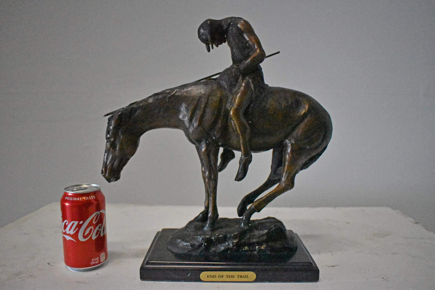 James Fraser Replica End of the Trail Bronze Statue - Size: 15"L x 6"W x 15"H.