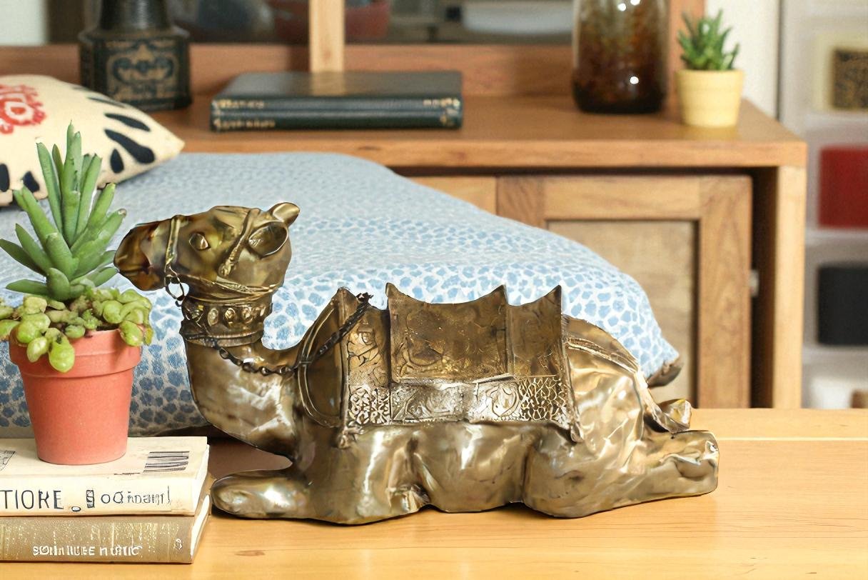 Metal Camel Lying Statue, Desert Majesty for Your Décor 24" x 9" x 13"H