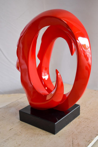 Creative Red MultiFace Statue on Base Signed by Leonardo Bruno 14" x 12" x 19"H