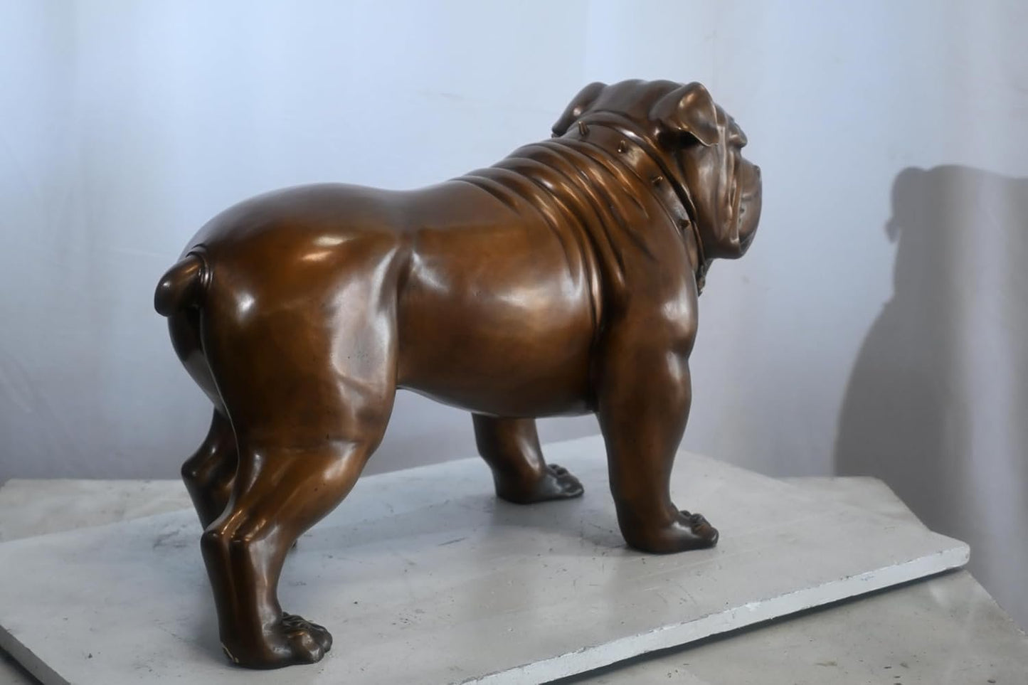 Bronze English Bulldog Statue Studded Collar Mascot Decor 29"x13"x17"H