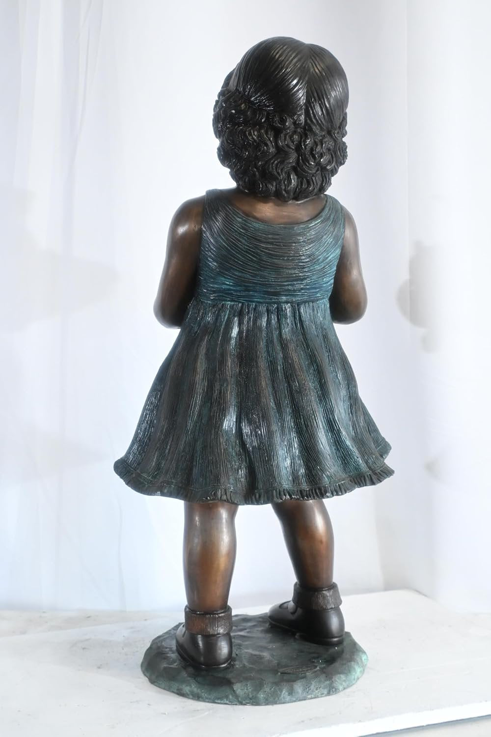 Bronze Girl Statue Holding a Puppy Dog Garden Home Decor 17"x16"x36"H