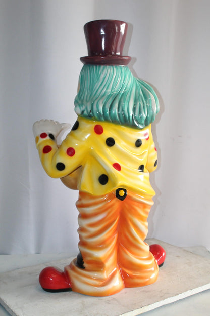 Whimsical Clown Fiberglass Statue, Jazzing Up with Saxophone 19" x 18" x 36"H
