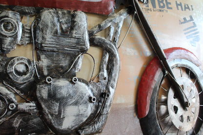 NIFAO Triumph Inspired Classic Motorcycle Painting on Metal 3D 79" x 2" x 40"H