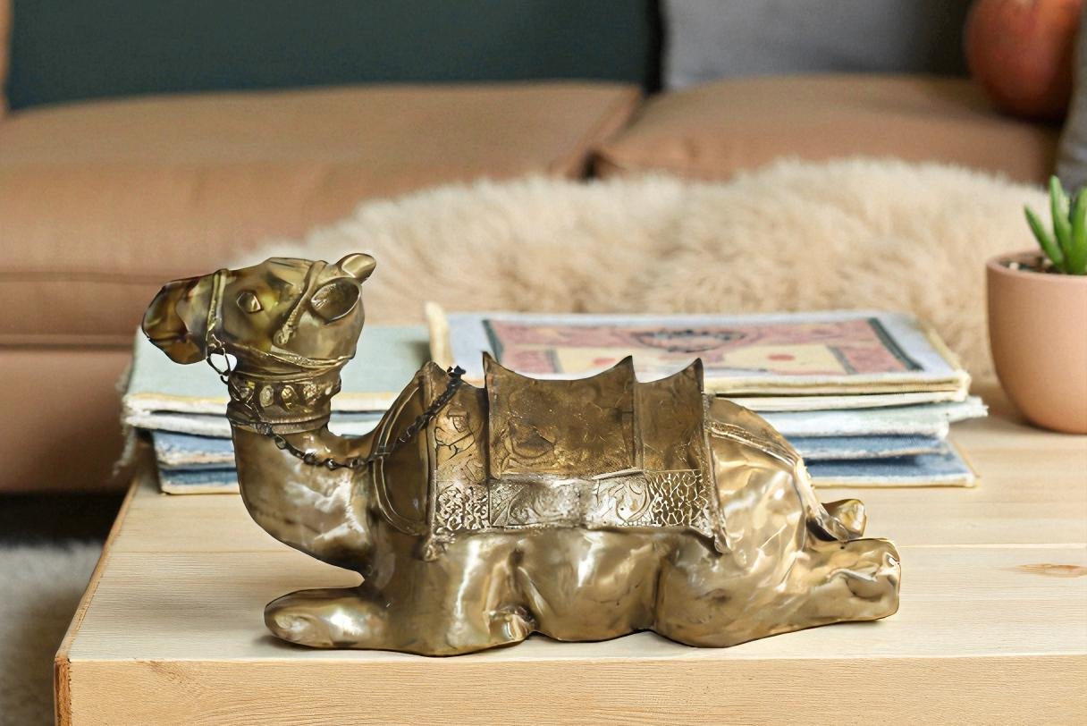 Metal Camel Lying Statue, Desert Majesty for Your Décor 24" x 9" x 13"H