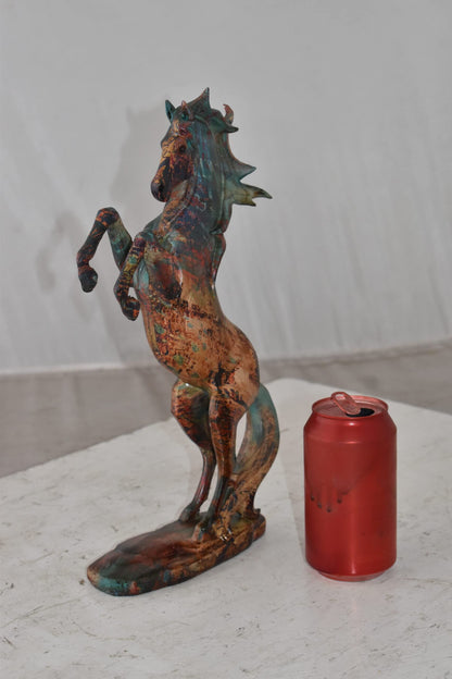Small Varicolored Rearing Horse Resin Statue Size: 8" x 3" x 13"H