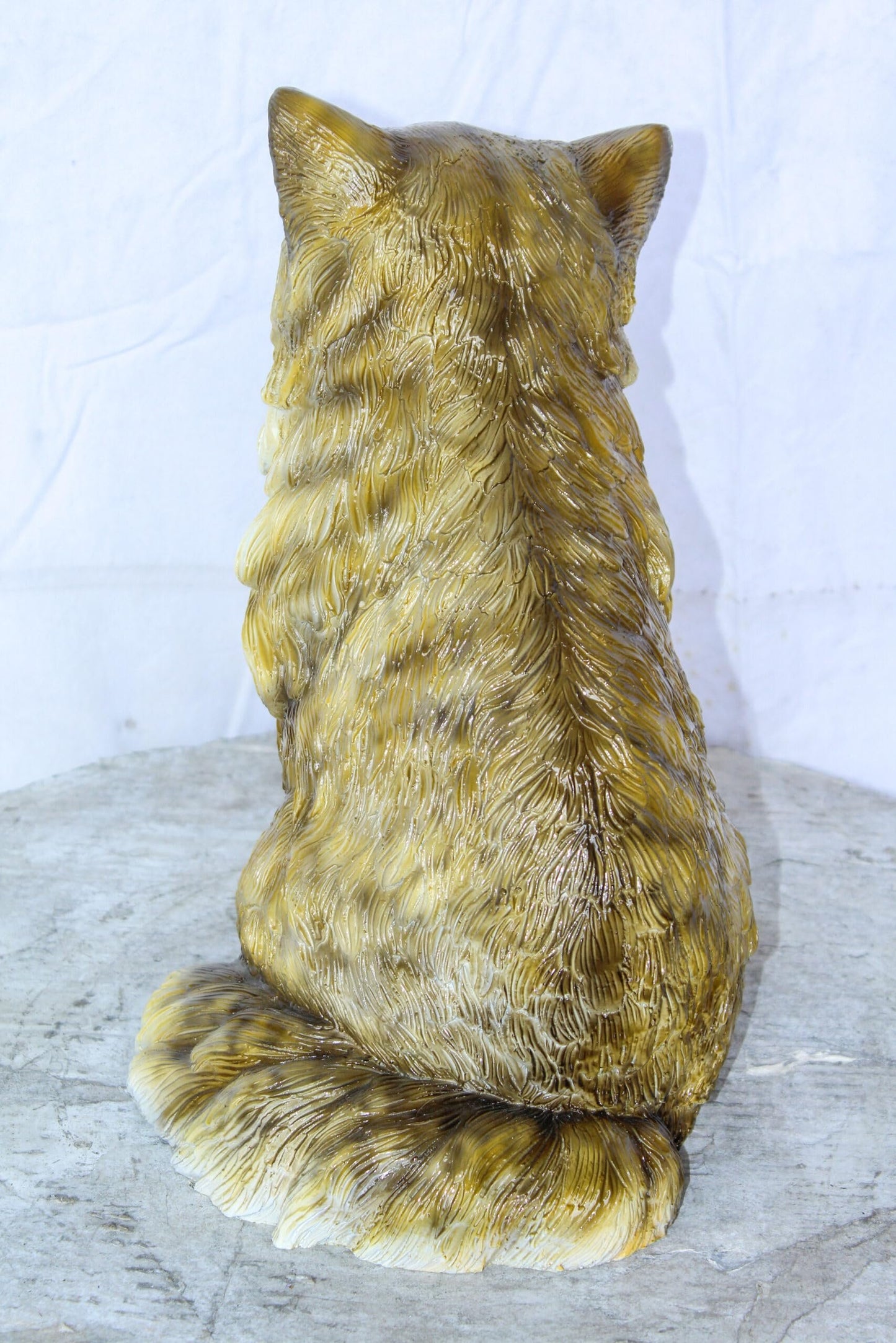 Colored Cat Sitting Bronze Statue, Charming for Cat Lovers 12" x 10" x 14"H