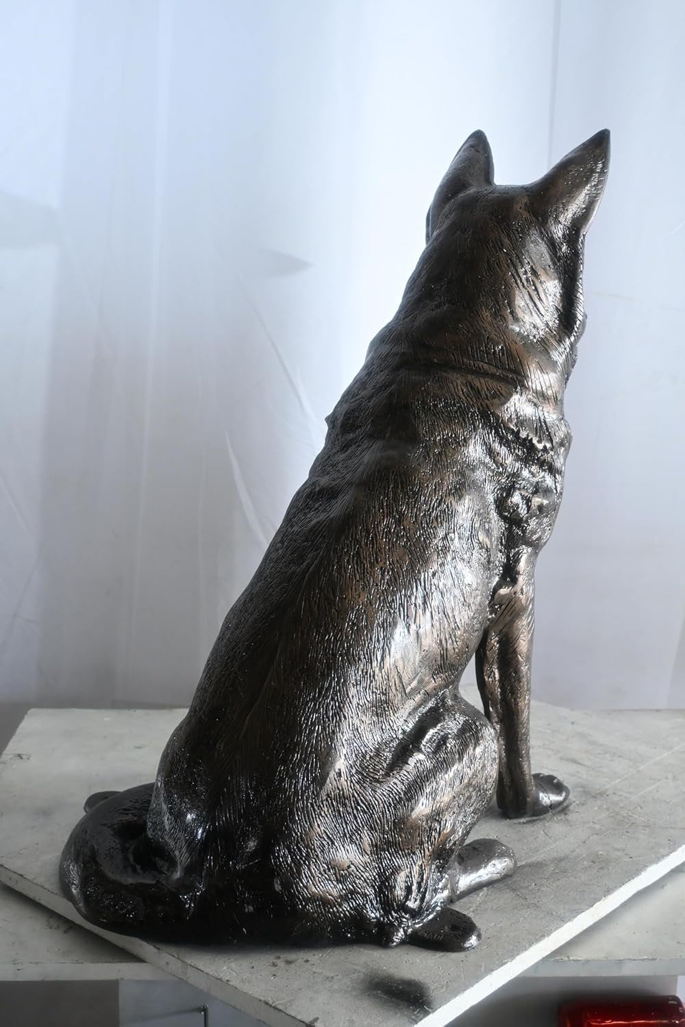 Alert Sitting German Shepherd Handcrafted Aluminum Decor 29"x18"x31"H