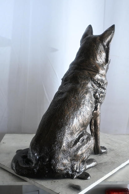 Alert Sitting German Shepherd Handcrafted Aluminum Decor 29"x18"x31"H