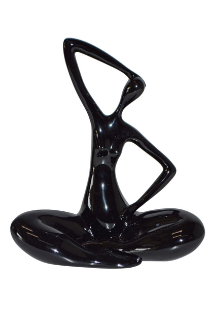 Modern Art Black Ballet Dancer Sitting Resin Statue - Size: 9"L x 5"W x 11"H.