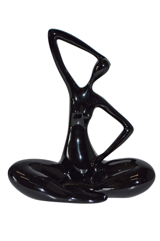 Modern Art Black Ballet Dancer Sitting Resin Statue - Size: 9"L x 5"W x 11"H.