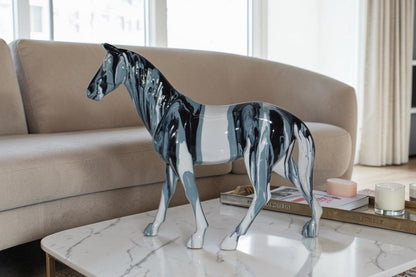 Modern Art Multi Color Horse Resin Statue - Size: 4"L x 13"W x 11"H.