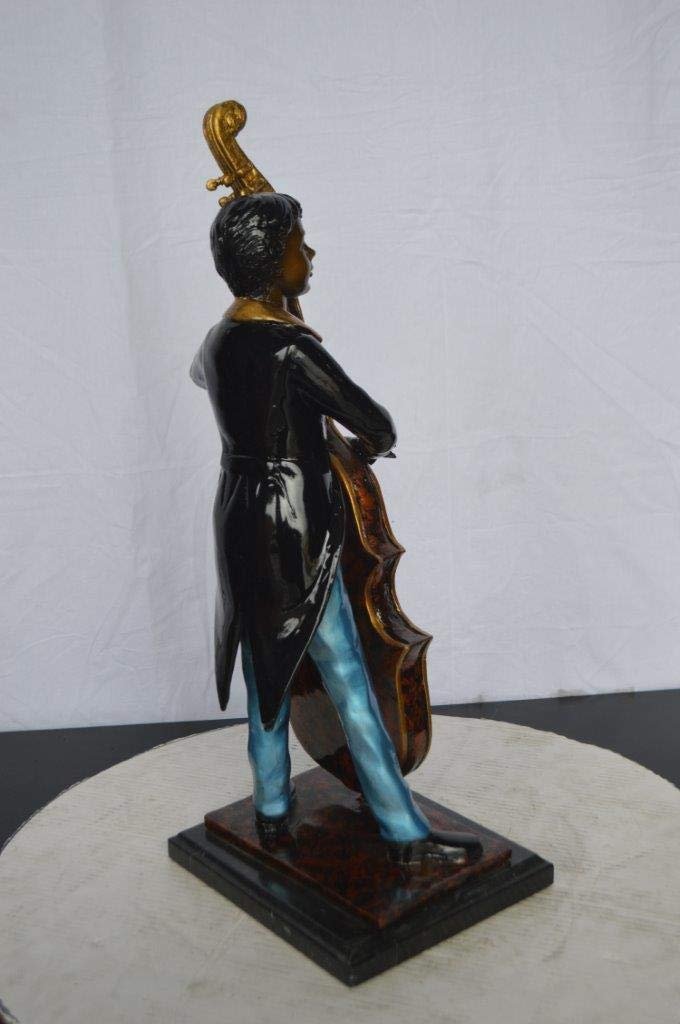 Musician Playing His Cello Bronze Statue -  Size: 8"L x 10"W x 23"H.