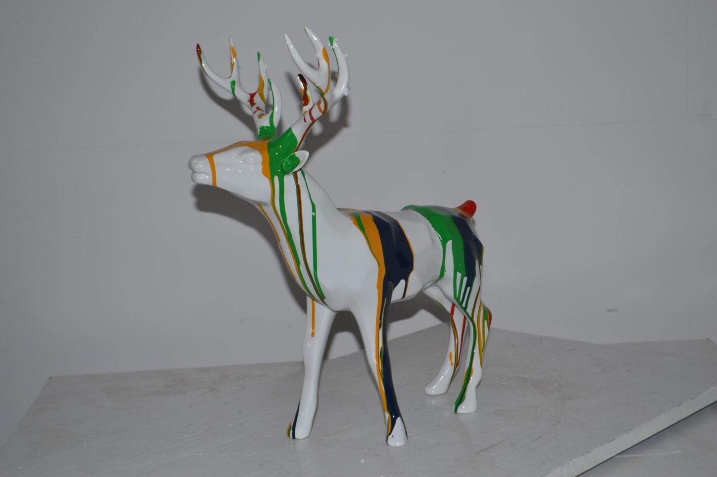 Modern Art colorful Deer Resin Statue - Size: 17"L x 11"W x 18"H.