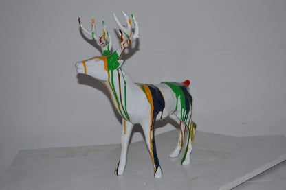 Modern Art colorful Deer Resin Statue - Size: 17"L x 11"W x 18"H.