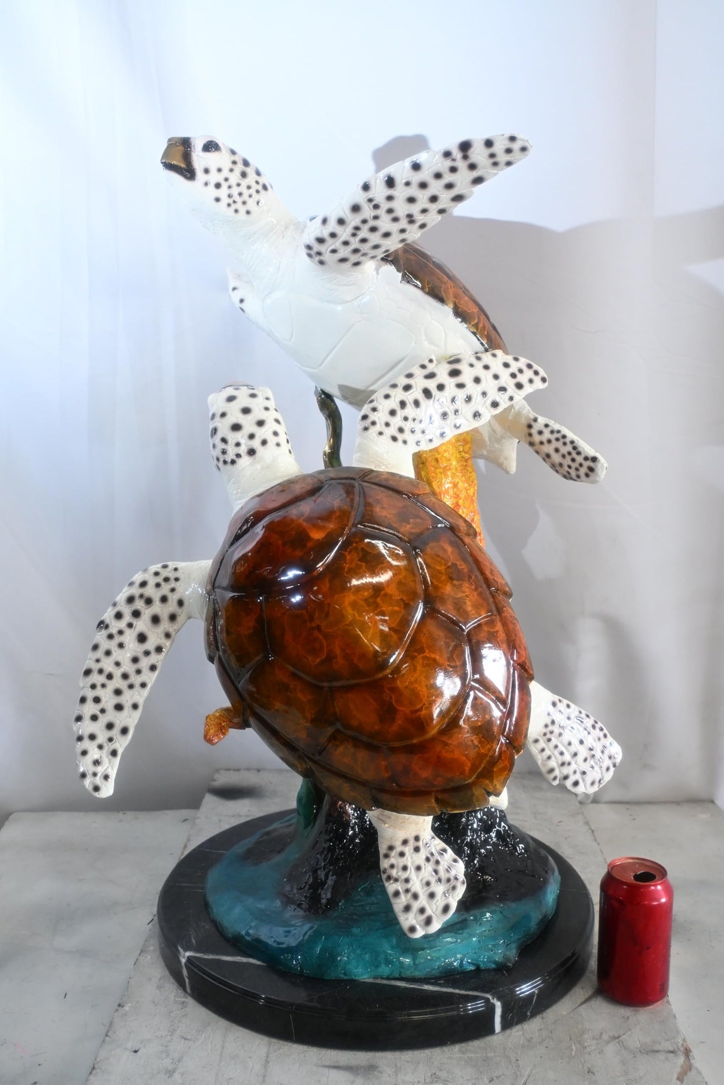 Two Sea Turtles Bronze Sculpture Ascending Formation 26"x31"x33"H