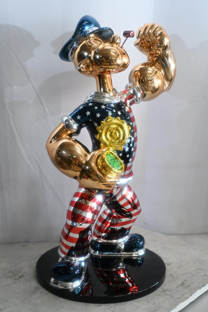 Popeye Patriotic Sailor MAGA Resin Sculpture 18"x16"x31"H