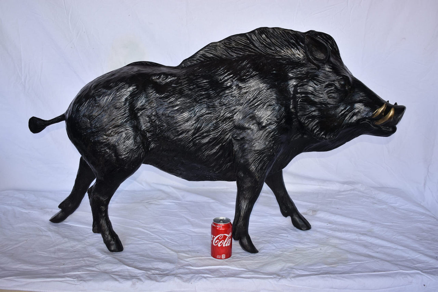 Lifesize Boar Made of Bronze, Statue  - Size: 12"L x 50"W x 30"H.