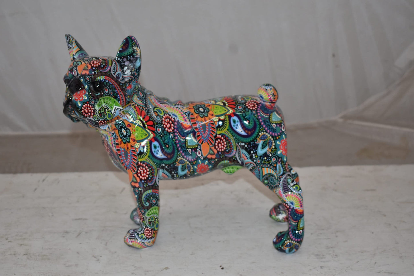 Multicolor Abstract Pug Resin Statue Size: 13" x 5" x 11"H