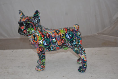 Multicolor Abstract Pug Resin Statue Size: 13" x 5" x 11"H