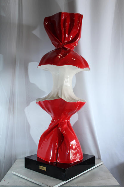 NIFAO Giant Candy Apple Sculpture Red and White Pop Art Resin Statue 20"x20"x61"H