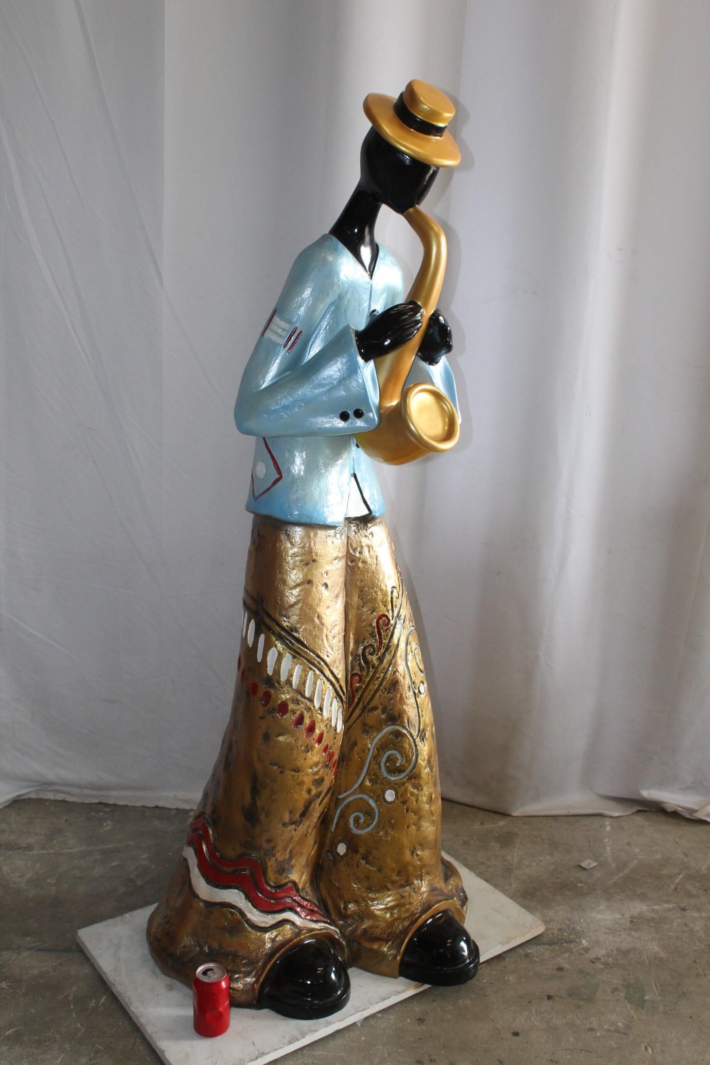Life Size New Orleans Saxophone Street Musician Resin statue 31" x 23" x 65"H