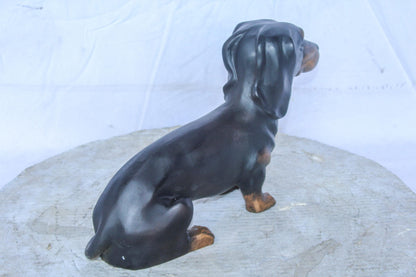 Adorable Dachshund Dog Sitting Bronze Statue 17" x 5" x 10"H