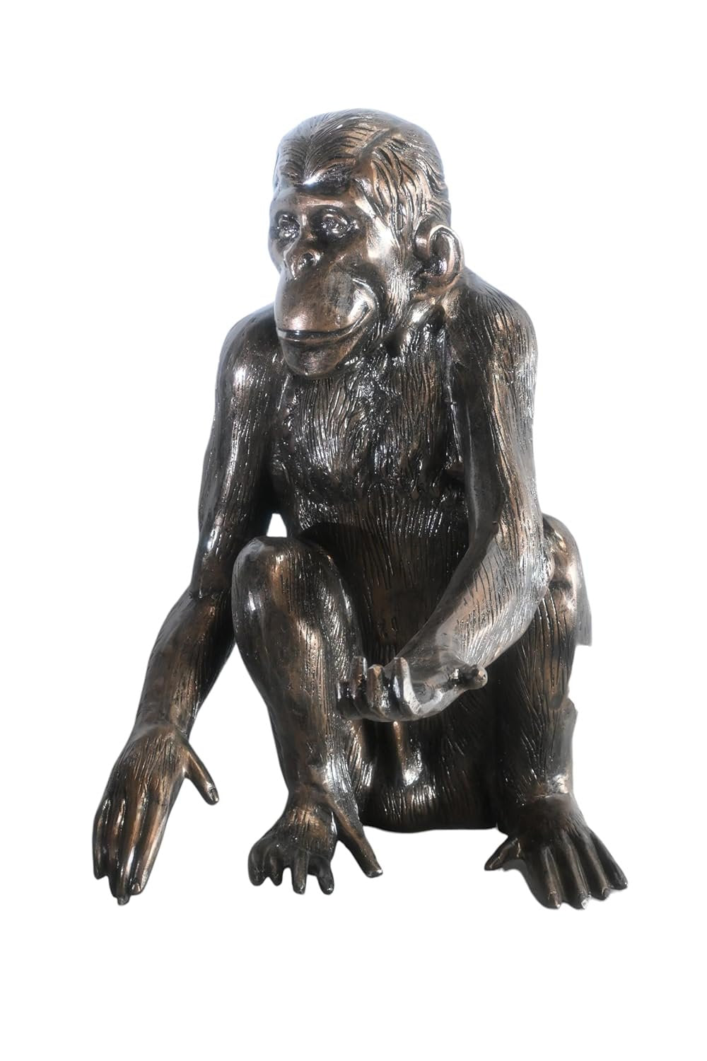 Realistic Sitting Chimpanzee Handcrafted Aluminum Statue 27"x21"x31"H