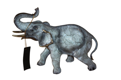 Bronze Elephant Trunk Up Statue - Hand-Cast Patina Finish - 13.5"L x 5"W x 12"H
