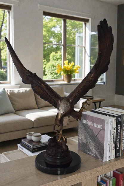 Eagle In Action Trying to Catch His Prey Bronze Statue Size: 17" x 10" x 23"H