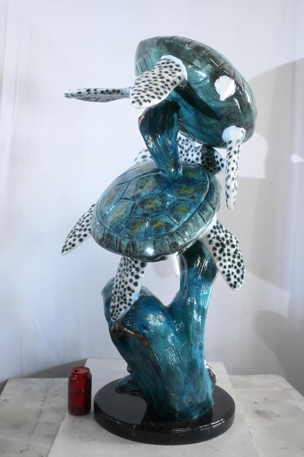 Bronze Two Sea Turtles Sculpture on Wave Base 26"x21"x41"H