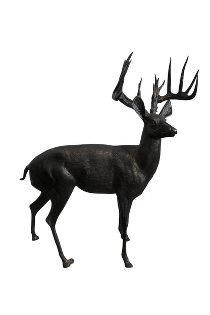 Aluminum Standing Buck Deer Statue Large Antlers 49"x29"x59"H
