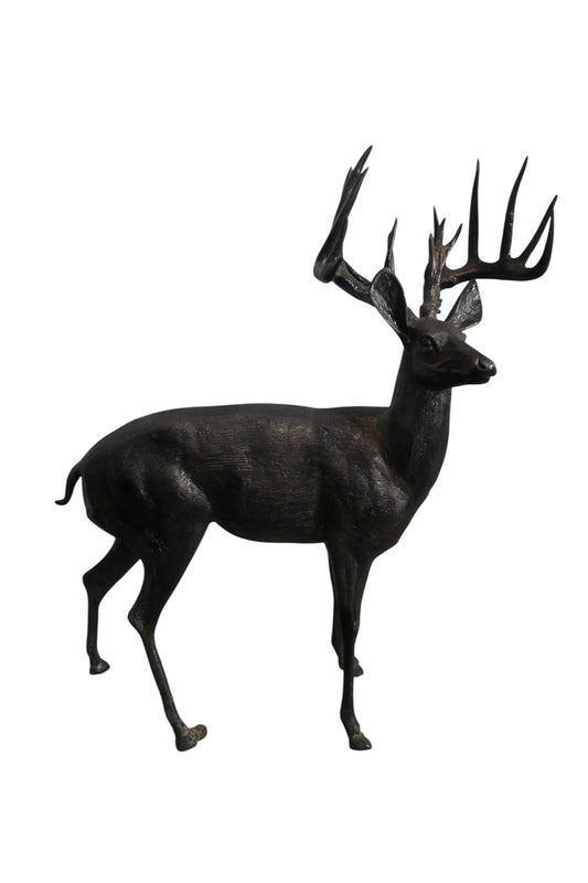 Aluminum Standing Buck Deer Statue Large Antlers 49"x29"x59"H