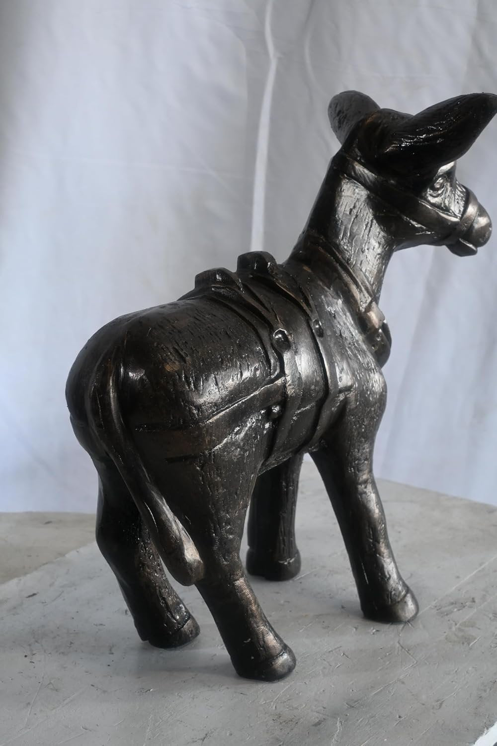 Pack Donkey Statue with Saddle and Halter Aluminum Decor 20"x9"x19"H
