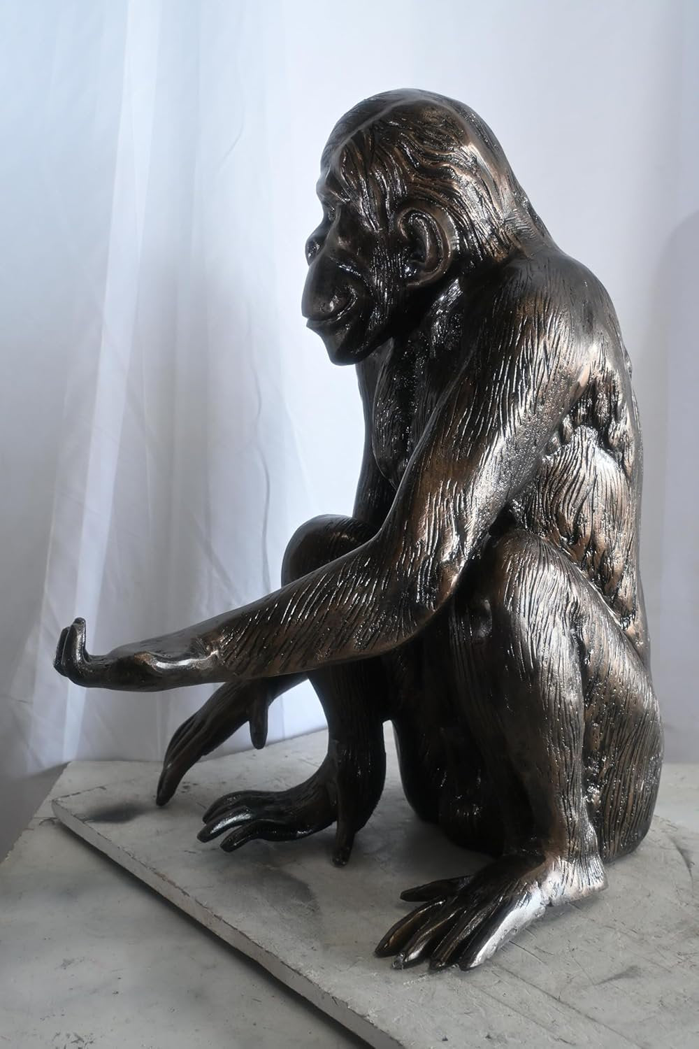 Realistic Sitting Chimpanzee Handcrafted Aluminum Statue 27"x21"x31"H