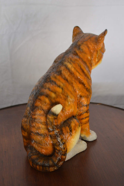 Colored Cat Sitting Bronze Statue -  Size: 6"L x 11"W x 11"H.