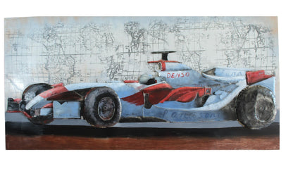 NIFAO Formula 1 Inspired Race Car Painting on Metal with 3D Design 79" x 2" x 40"H