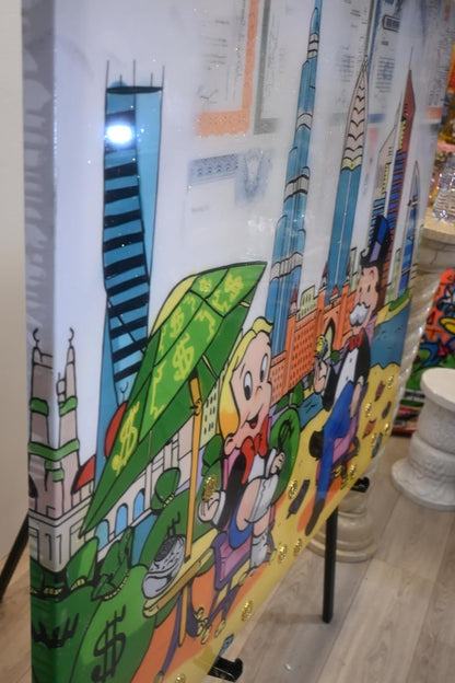 Richie Rich and Monopoly Man Dubai Pop Art Canvas 50"x40"