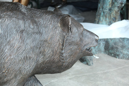 A Bear Walking Bronze Hand-Crafted Durable Design Statue - Welcome Sign Guest Greeter Decor for Patio Garden, Lawn, Home, Backyard - Home Decor - Art Decoration - 39" Length x 12" Width x 24" Height
