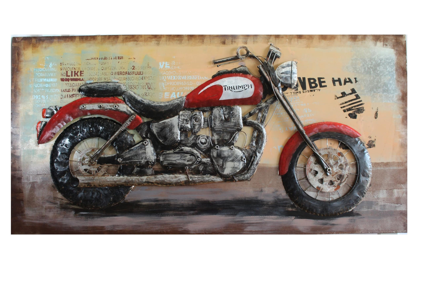 NIFAO Triumph Inspired Classic Motorcycle Painting on Metal 3D 79" x 2" x 40"H