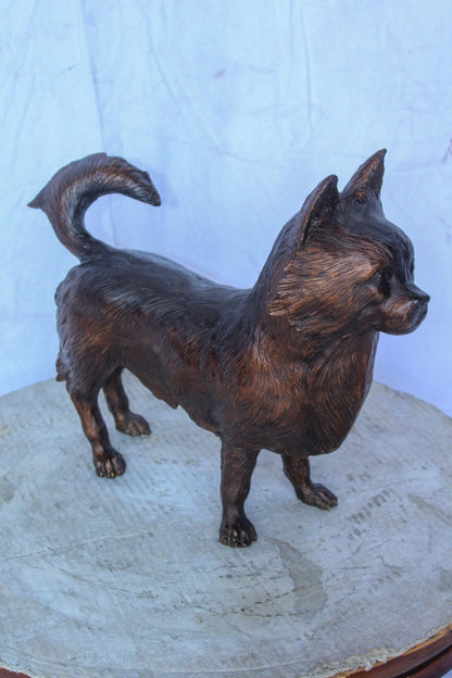 Pomeranian Dog Bronze Statue in a Graceful Standing Pose 18" x 6" x 14"H