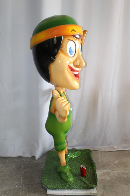 Fiberglass Clown Green hat Statue, Big Top Charm for Your Space 35" x 22" x 70"H
