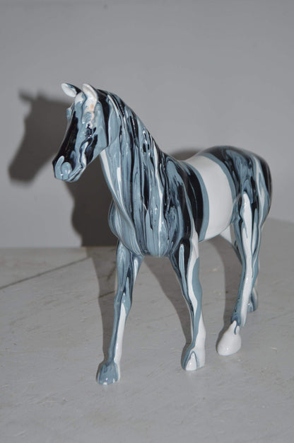 Modern Art Multi Color Horse Resin Statue - Size: 4"L x 13"W x 11"H.