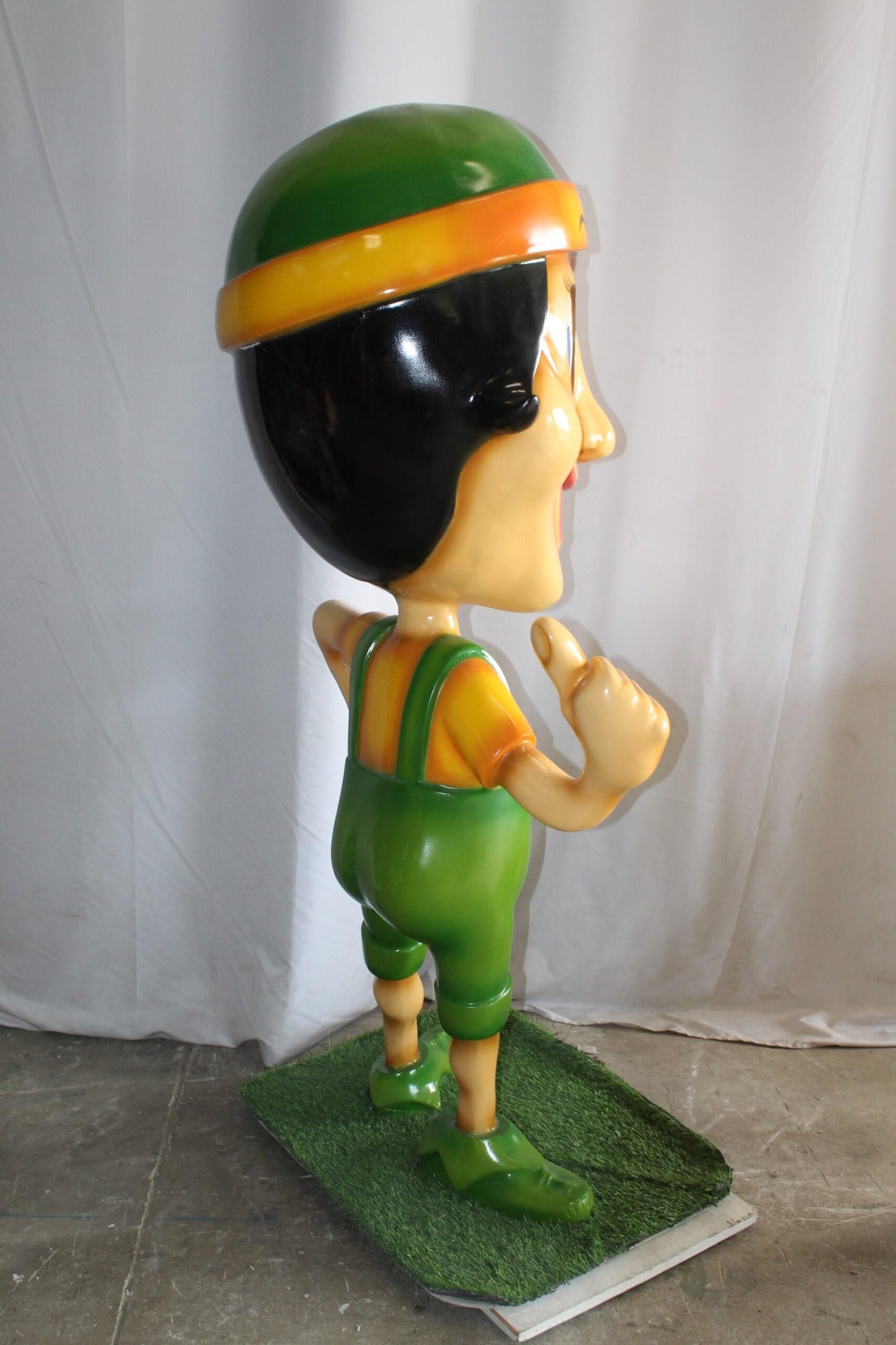 Fiberglass Clown Green hat Statue, Big Top Charm for Your Space 35" x 22" x 70"H