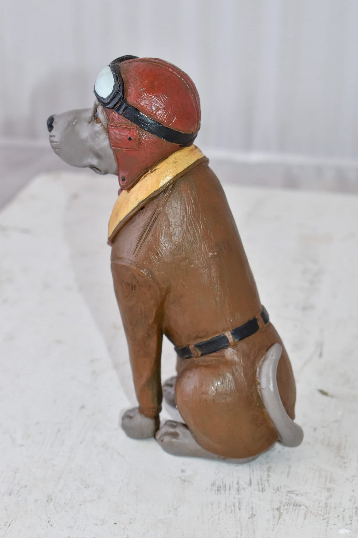 A Happy Dog Dressed Like a Pilot Resin Statue Size: 3" x 4" x 8"H