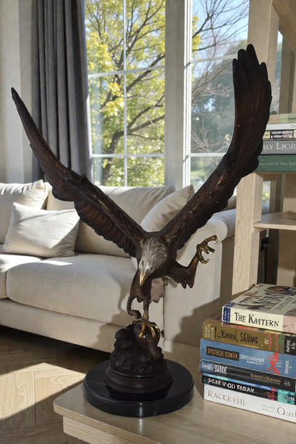Eagle In Action Trying to Catch His Prey Bronze Statue Size: 17" x 10" x 23"H