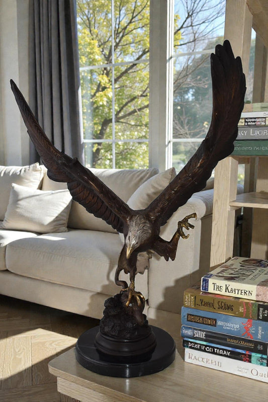 Eagle In Action Trying to Catch His Prey Bronze Statue Size: 17" x 10" x 23"H